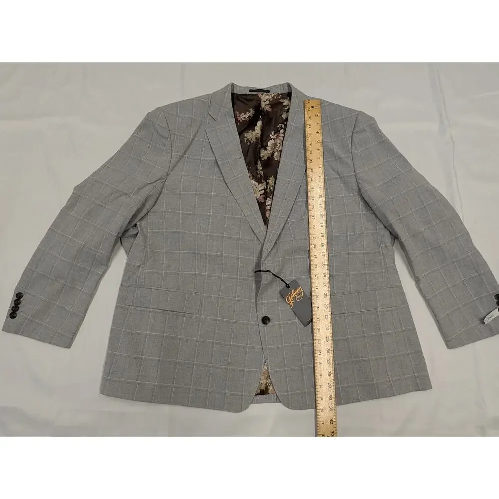 Johnny Bigg Jacket Mens 54 Grey Checkered Pattern Sports Blazer NEW